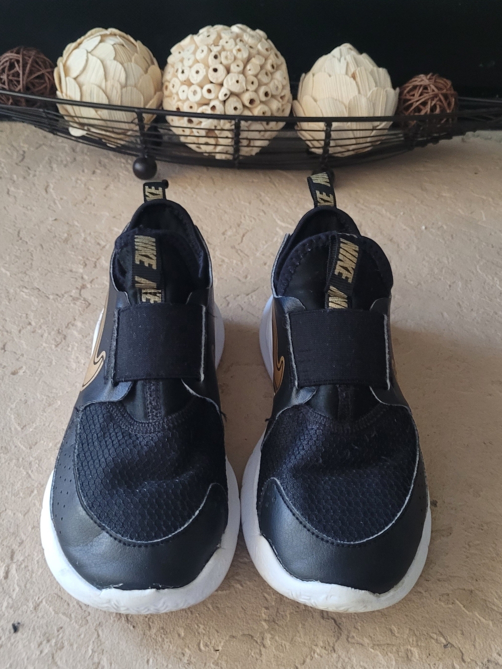 Size 13C Nike Flex Runner 3 Slip-On Black/Gold Kid Sneakers